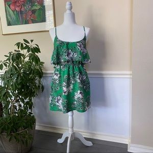Green And White Floral Mini Dress